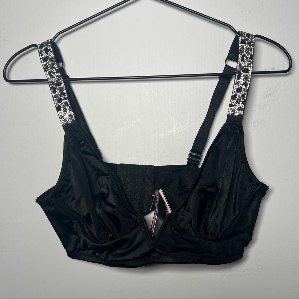 Victoria’s Secret NWT Large Cheetah Shine Strap Black Unlined Bra top